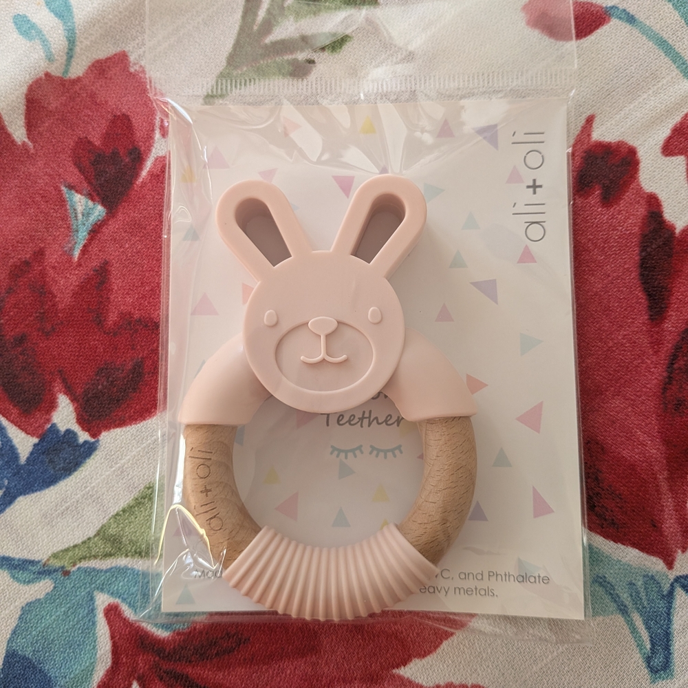 Ali+Oli Pink Bunny Teether